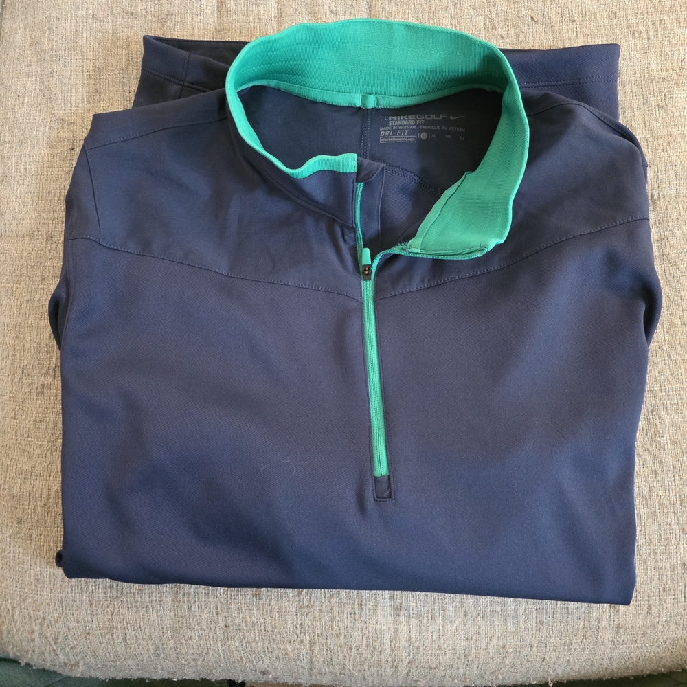 Men's Navy and Teal Quarter-Zip Pullover